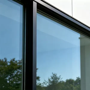 Black-Finished Aluminum Casement Window Frame