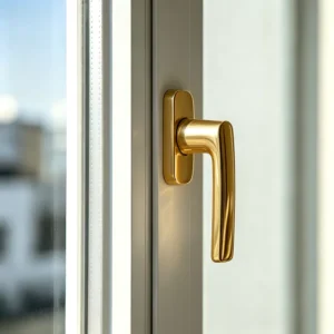 Aluminum Casement Window with Bright Brass Handle