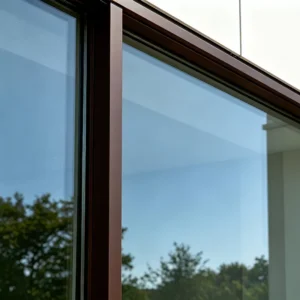 Brown-Finished Aluminum Casement Window Frame