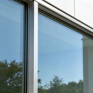 Silver-Finished Aluminum Casement Window Frame