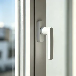 Aluminum Casement Window with White Handle